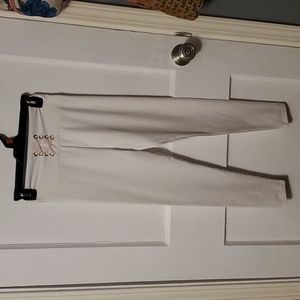 FWC Women's White Yoga Pants w/ Pink Lacing Detail Size XS